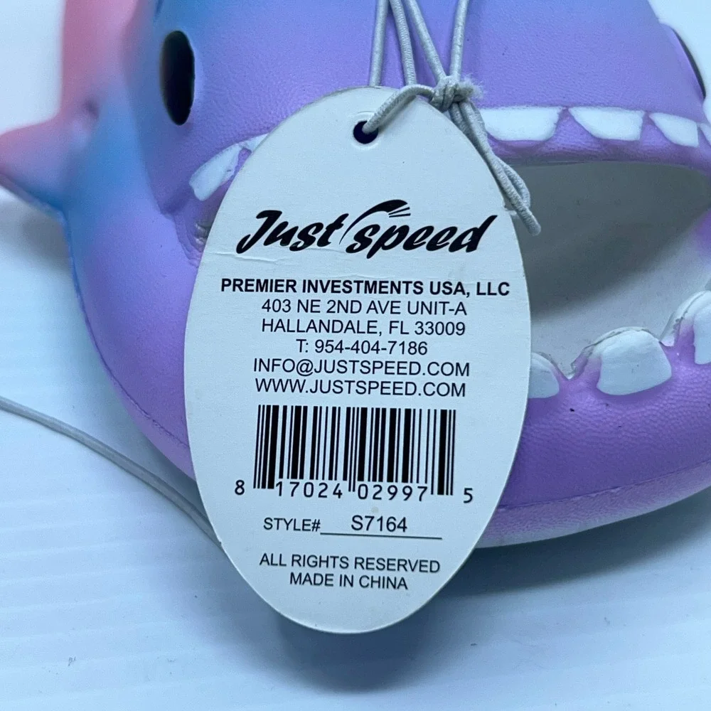 Just Speed Unisex Kids 1/2 Purple Blue Pink Shark Gradient Slide Sandals S7164